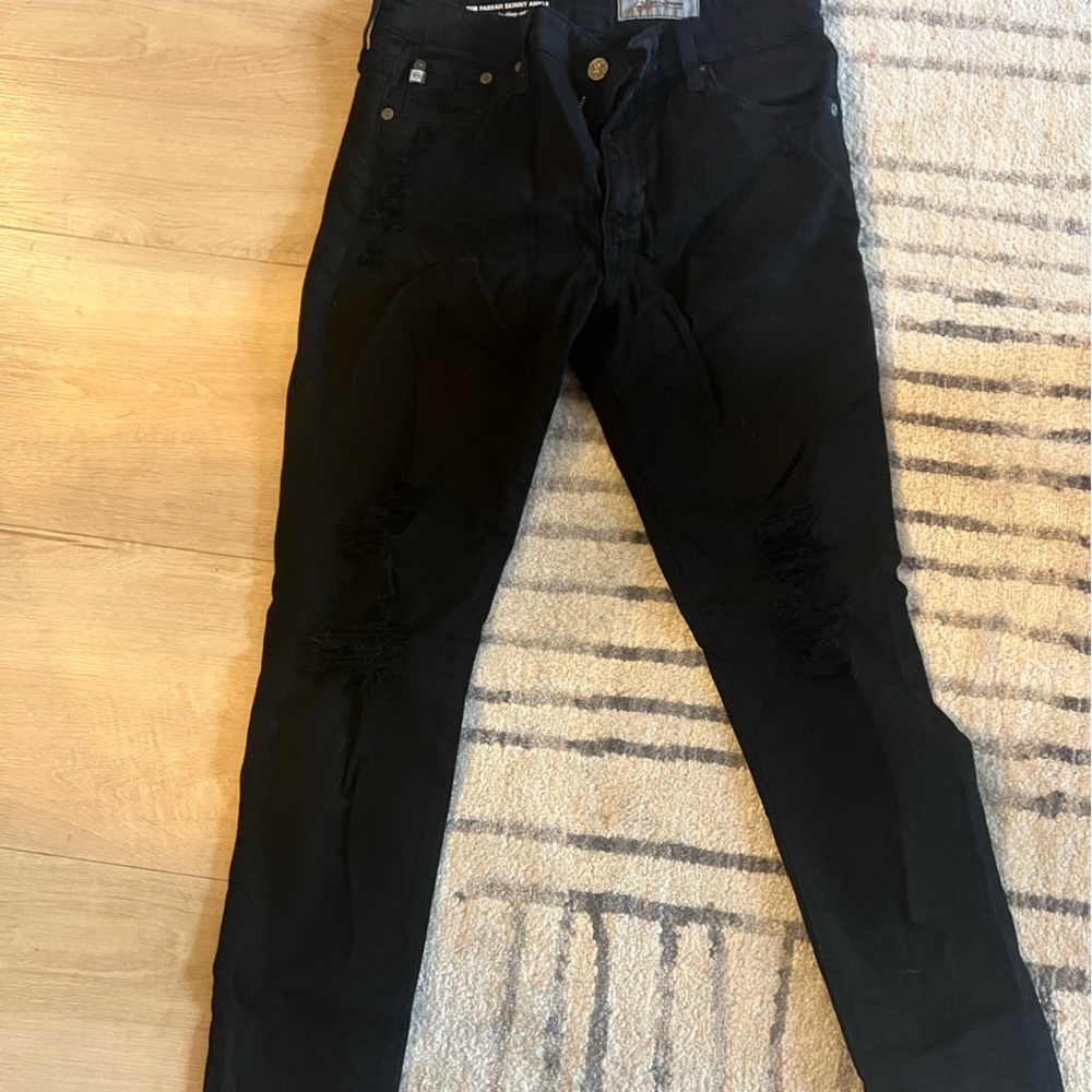 AG The Farrah Skinny Ankle jeans, distressed black